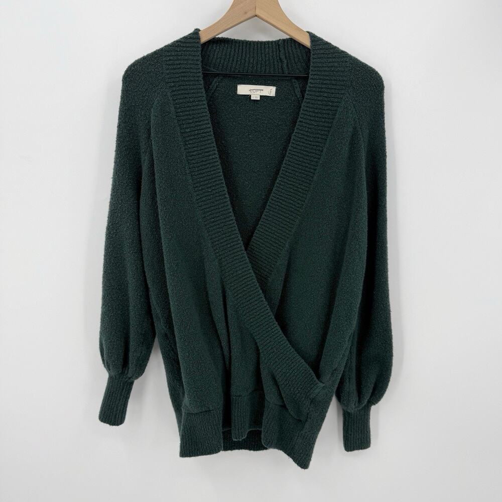 Loft Chenille Faux Wrap Surplice Sweater S Womens Green Layering Comfy Old Money